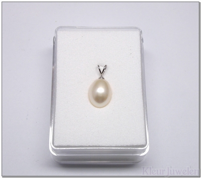 Witgouden parelhanger met witte parel (14k)