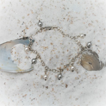 Armband met grijze en witte parels