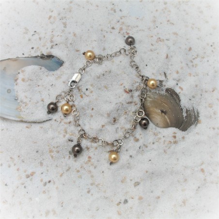 Armband met bruine en gele parels