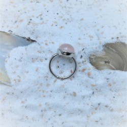 Verstelbare zilveren ring met ronde cabochon edelsteen