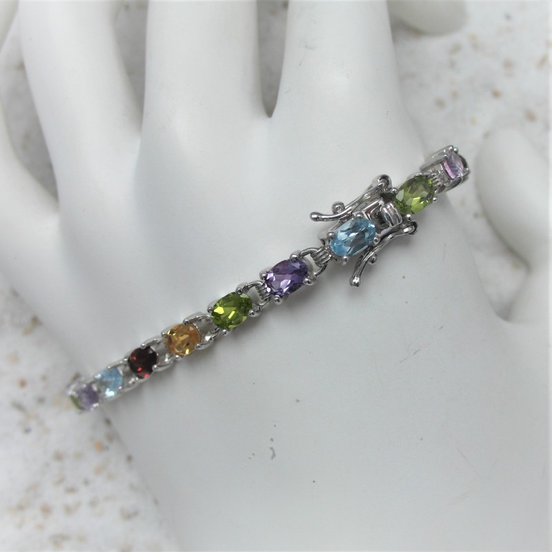 Zilveren multicolour armband open zetting