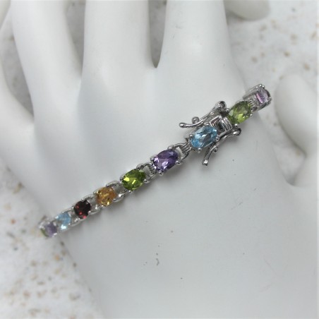 Zilveren multicolour armband open zetting