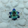 Zilveren hanger en broche orchidee blauw met robijn