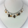Ketting met zoetwaterparels, rookkwarts en tijgeroog