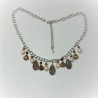 Ketting met zoetwaterparels, rookkwarts en tijgeroog