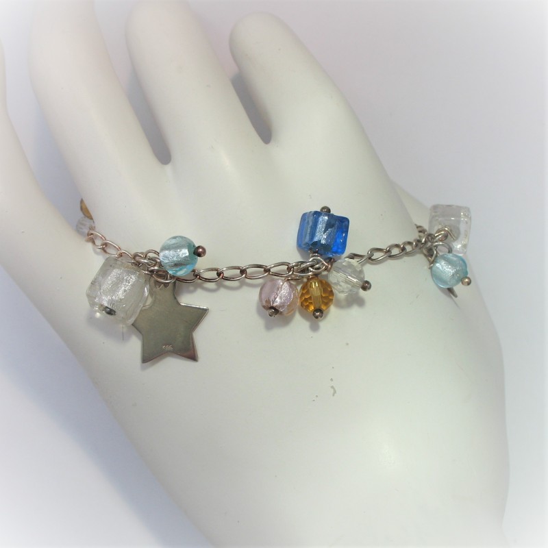 Armband met muranoglas, sterren en kristallen