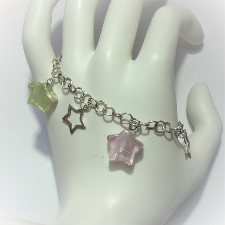 Armband met muranoglas en zilveren sterren