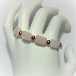 Armband met rozenkwarts en zoetwaterparels