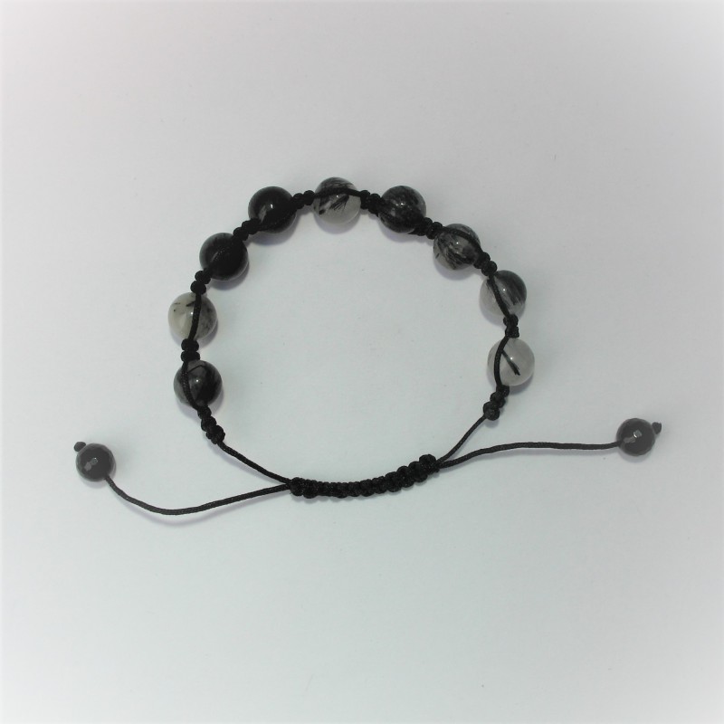 Shamballa armband met zwarte en witte toermalijn