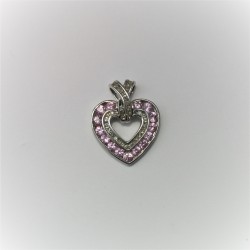 Witgouden hartvorm hanger met diamant en roze saffier