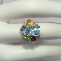 Sierlijke zilveren multicolour ring