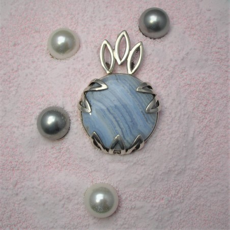 Zilveren hanger met blauwe agaat