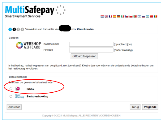 Betaalpagina Multisafepay